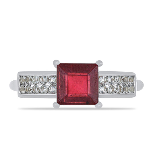 HopeaSormus Malagassin Rubiinilla ja Valkoisella Topaasilla