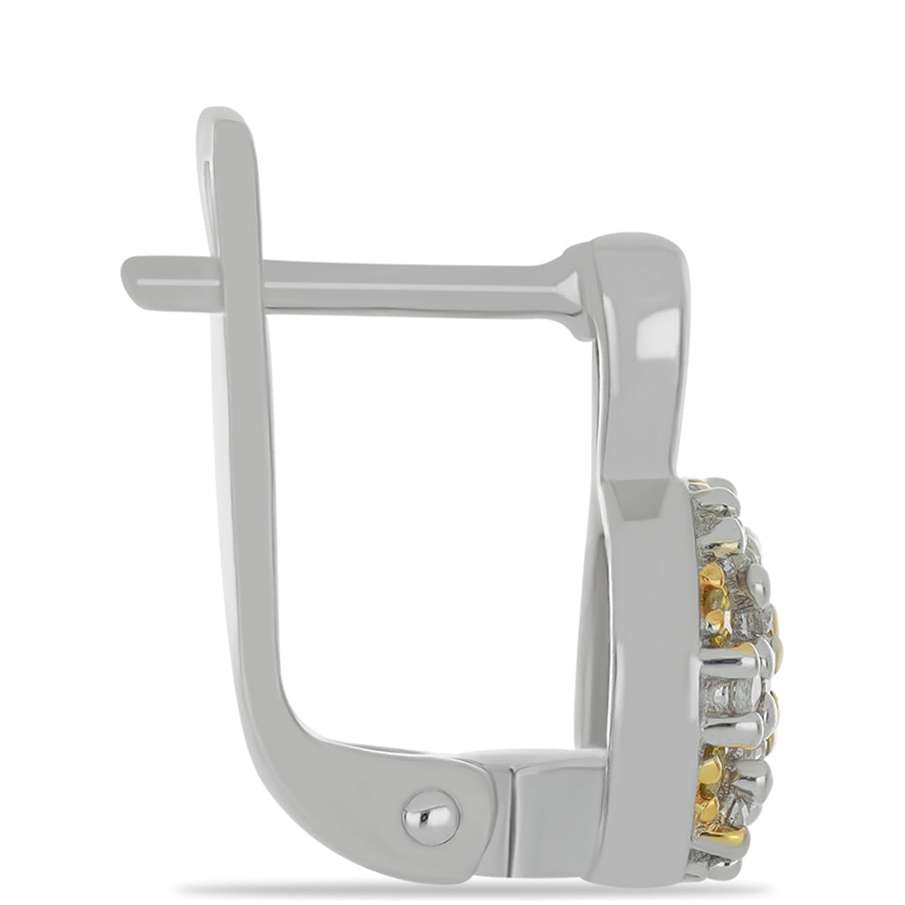 Kullatut hopeat Korvakorut Keltaisella Timantilla ja Valkoisella Timantilla