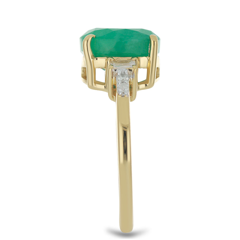 Kullattu hopeaSormus Brasilian Smaragdilla ja Valkoisella Zirkonilla