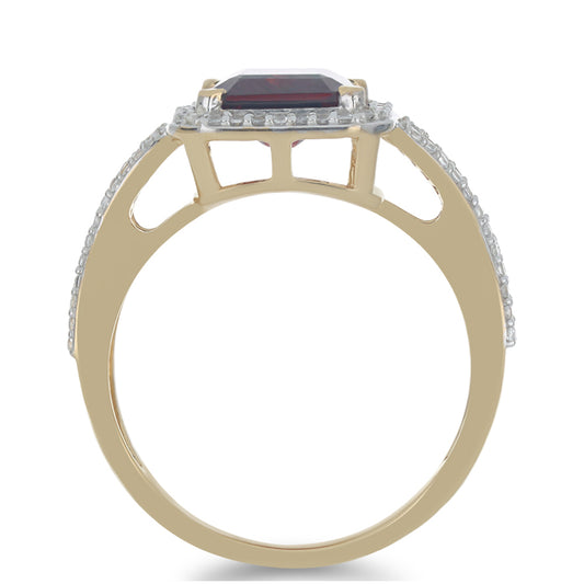 Kullattu hopeaSormus Barton Granaatilla ja Valkoisella Topaasilla