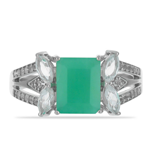 HopeaSormus Brasilian Smaragdilla ja Valkoisella Topaasilla