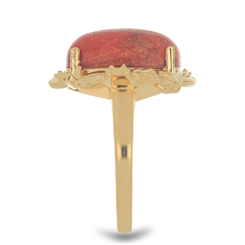 Kullattu hopeaSormus Punaisella Sienikorallilla