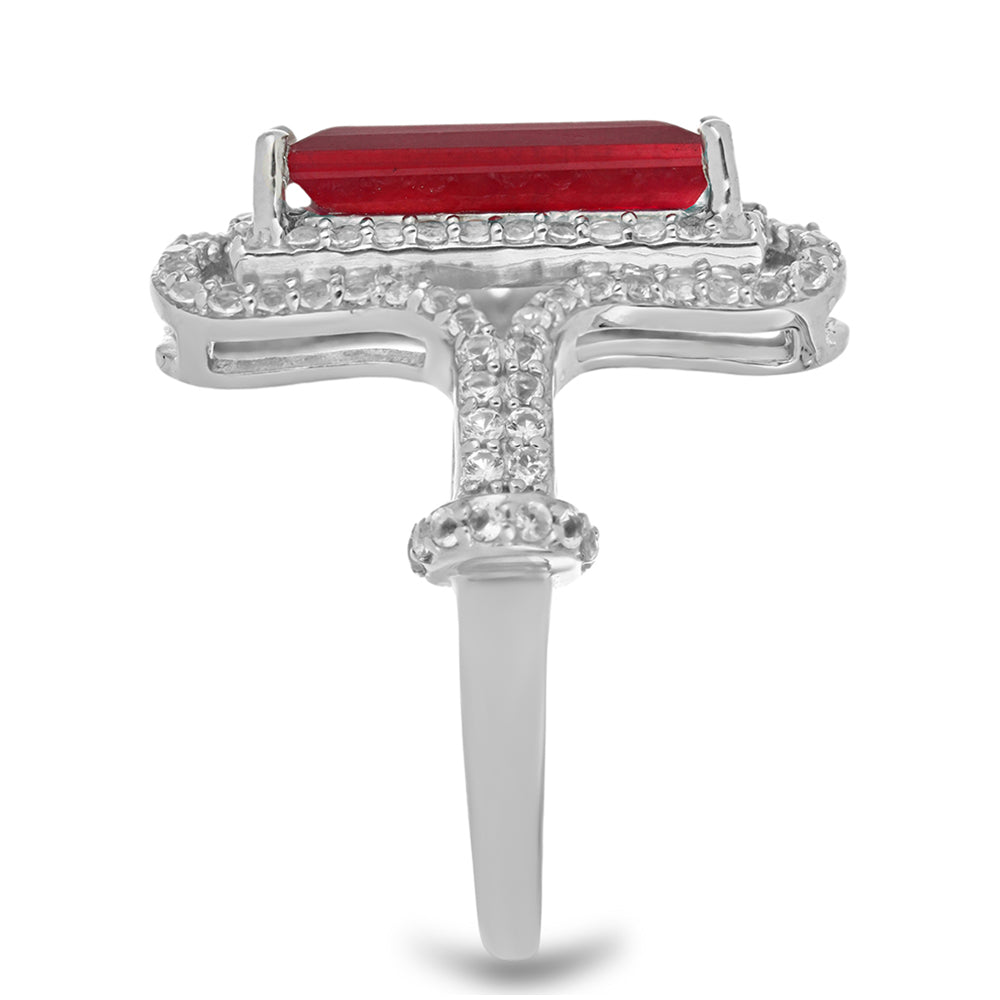 HopeaSormus Malagassin Rubiinilla ja Valkoisella Topaasilla