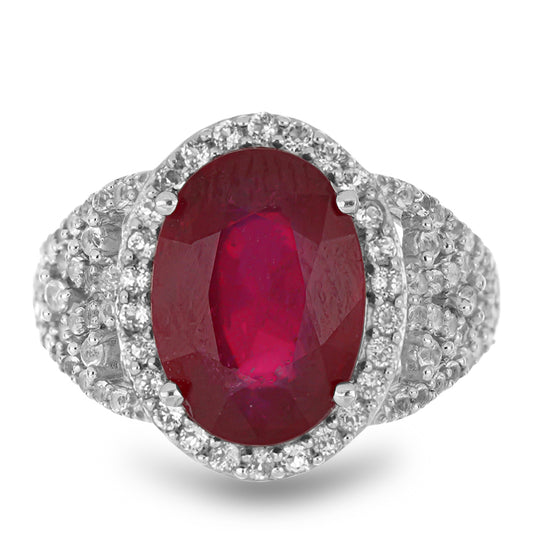 HopeaSormus Malagassin Rubiinilla ja Valkoisella Topaasilla