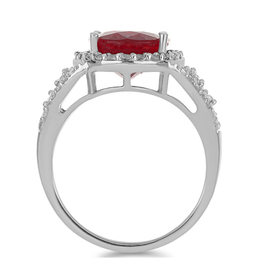 HopeaSormus Malagassin Rubiinilla ja Valkoisella Topaasilla