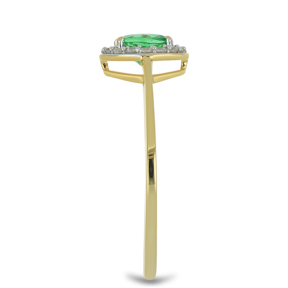 KultaSormus Tsavorite Granaatilla ja Valkoisella Luonnonzirkonialla