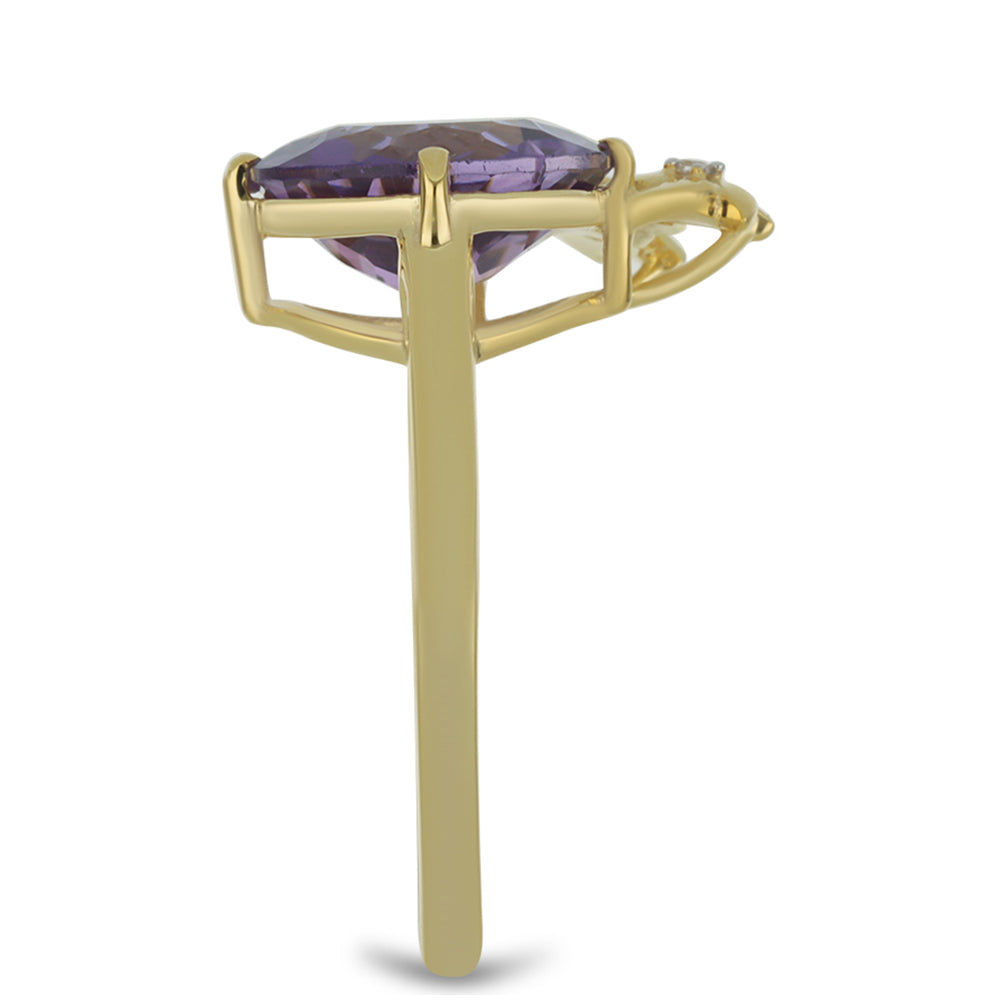 KultaSormus Marokon Ametistilla ja Valkoisella Luonnonzirkonialla