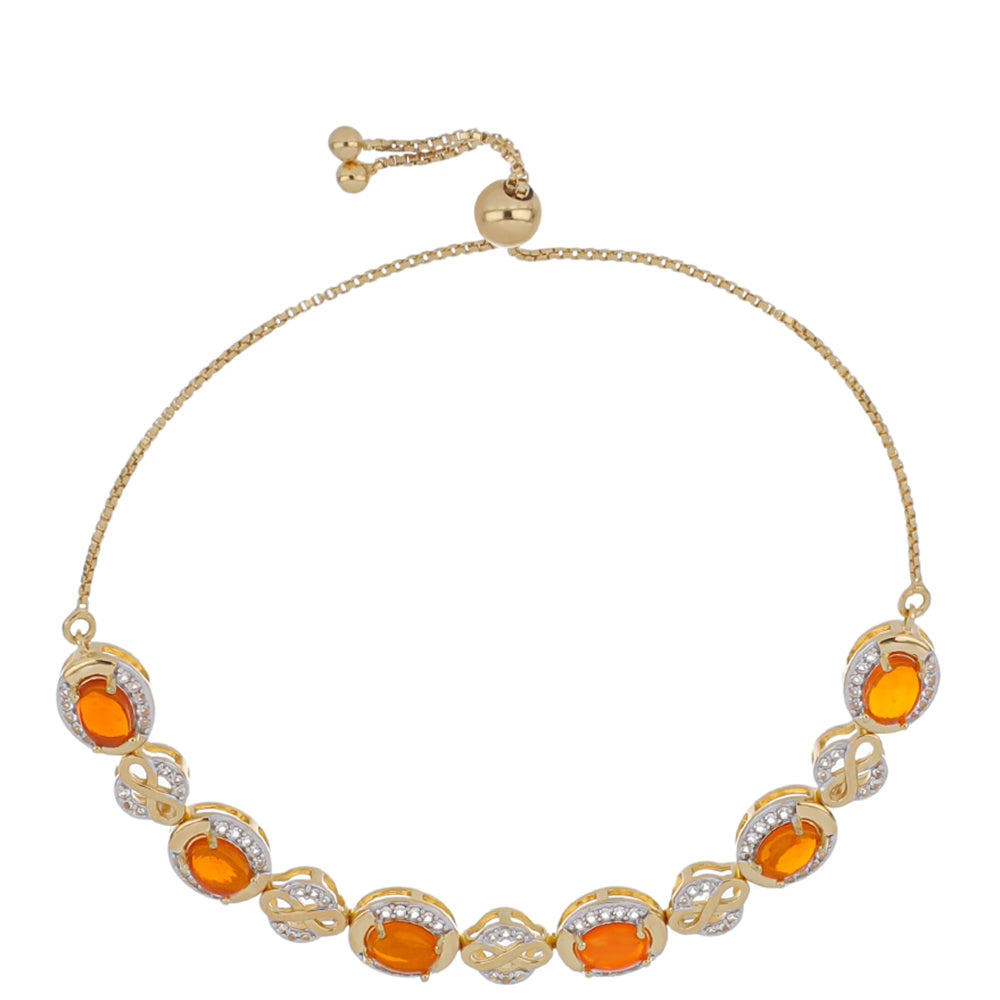 Kullattu hopeaRannekoru Lega Dembi Tuliopaalilla ja Valkoisella Topaasilla