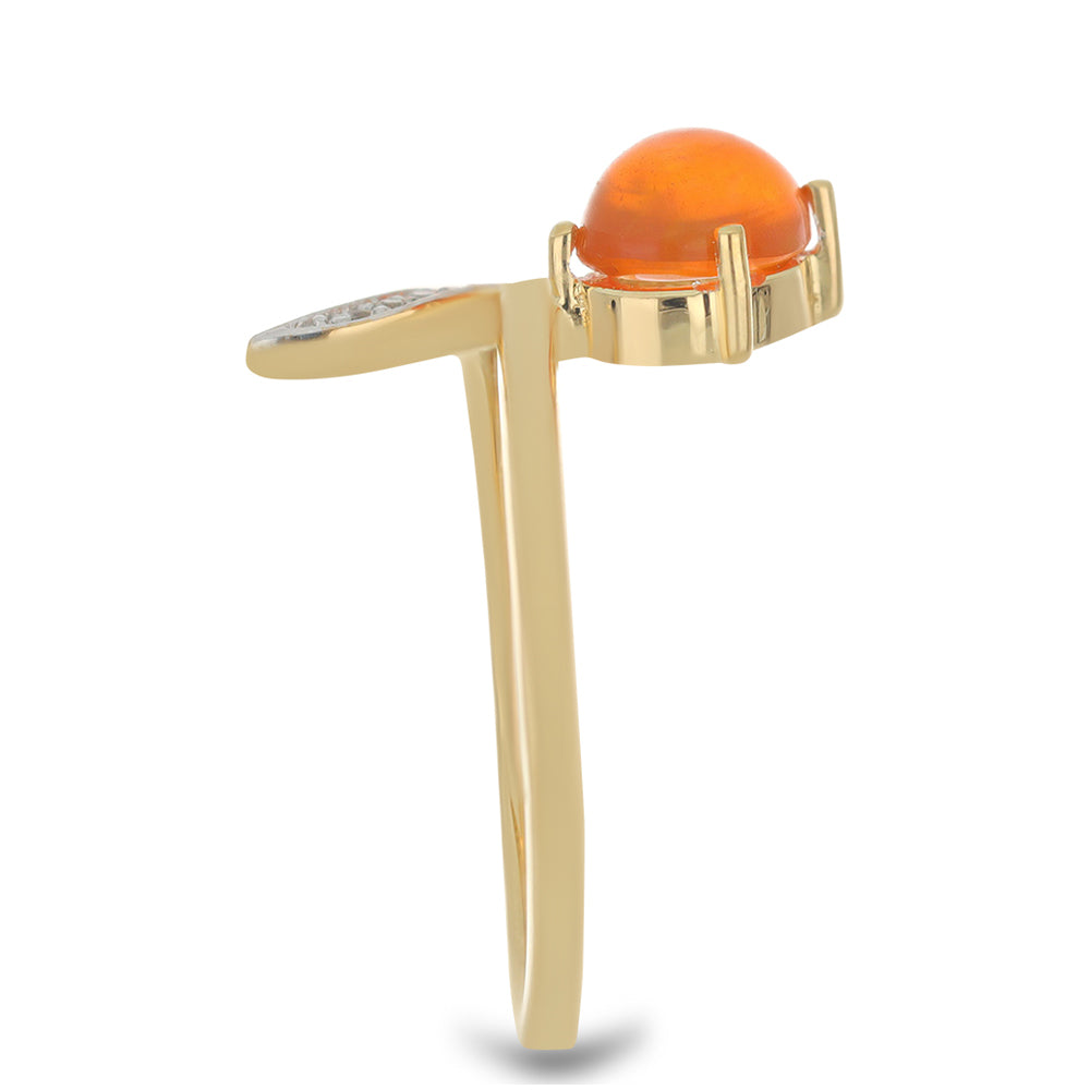 Kullattu hopeaSormus Lega Dembi Tuliopaalilla ja Valkoisella Topaasilla