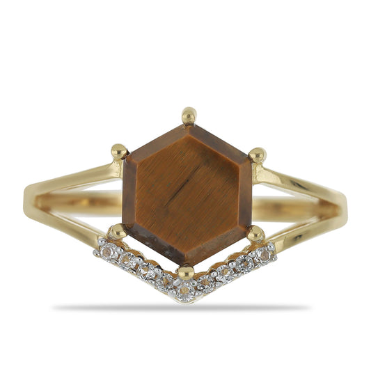 Kullattu hopeaSormus TiikerinsilmÀllÀ ja Valkoisella Topaasilla