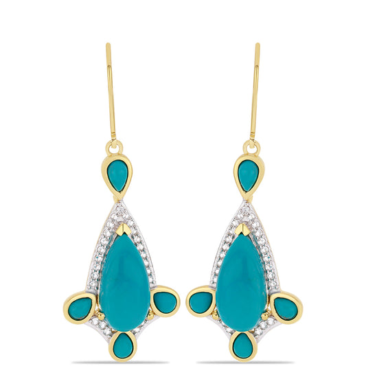 Kullatut hopeat Korvakorut Ruususen Turkoosilla ja Valkoisella Topaasilla