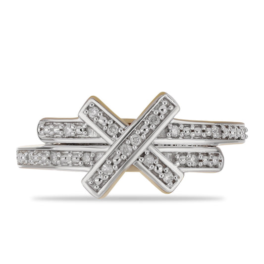 Kullattu hopeaSormus Valkoisella Timantilla