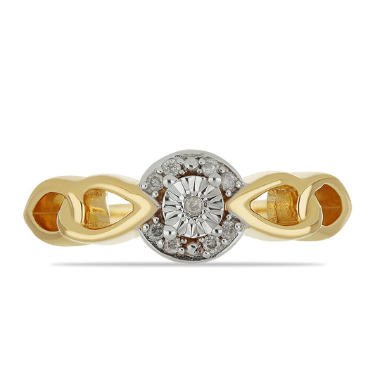 Kullattu hopeaSormus Valkoisella Timantilla