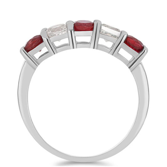 HopeaSormus Malagassin Rubiinilla ja Valkoisella Topaasilla