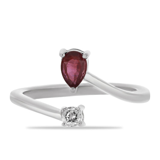 HopeaSormus Malagassin Rubiinilla ja Valkoisella Topaasilla