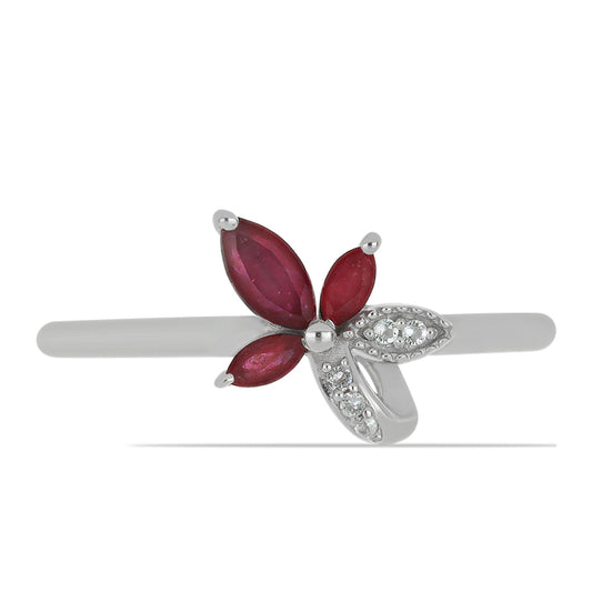 HopeaSormus Malagassin Rubiinilla ja Valkoisella Topaasilla