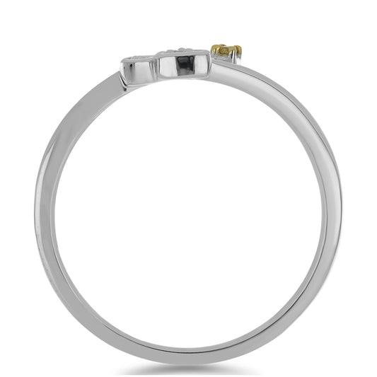 Kullattu hopeaSormus Keltaisella Timantilla ja Valkoisella Timantilla