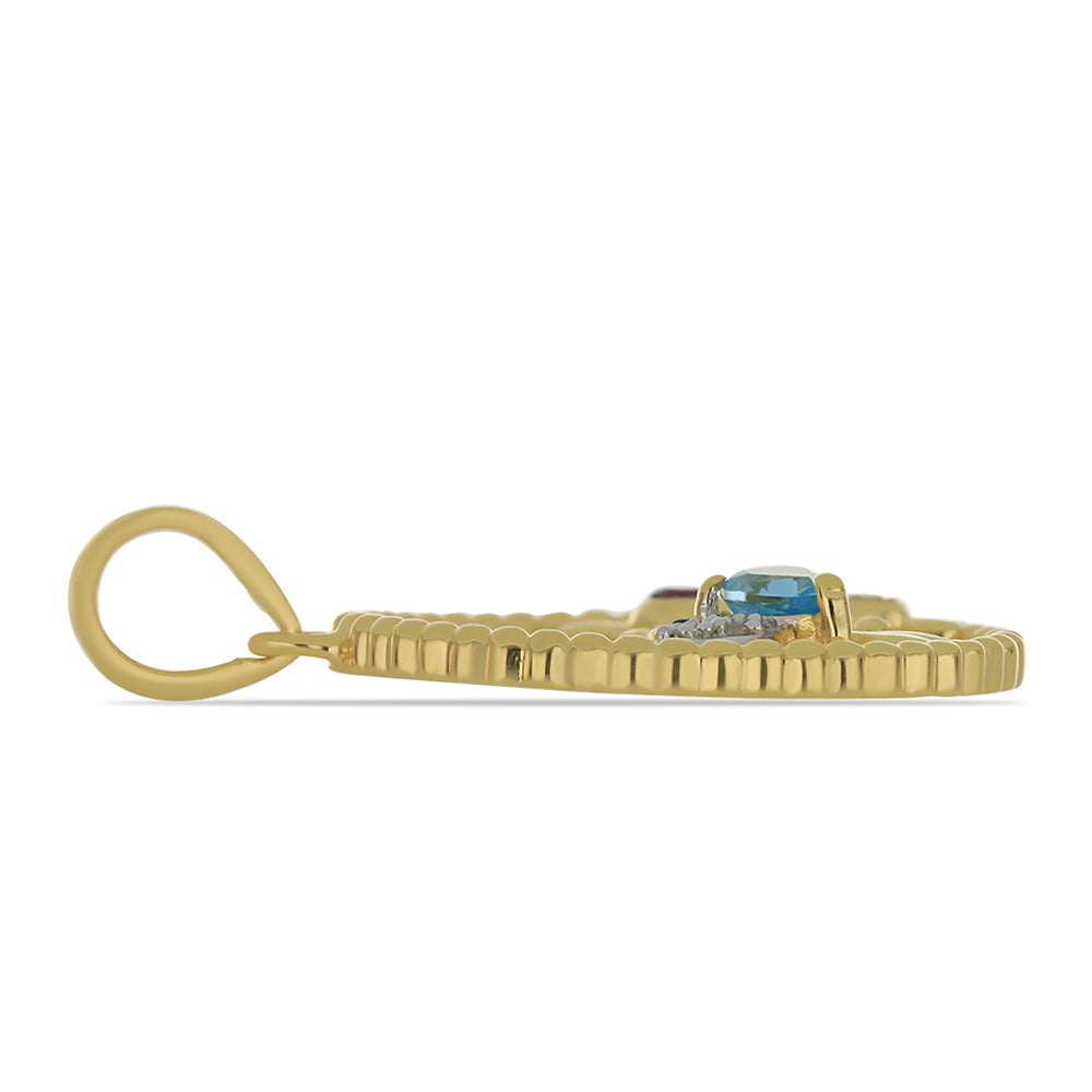 Kullattu hopeaRiipus Minas Moatizen Rodoliitti Granaatilla ja Ural Sitriinillä