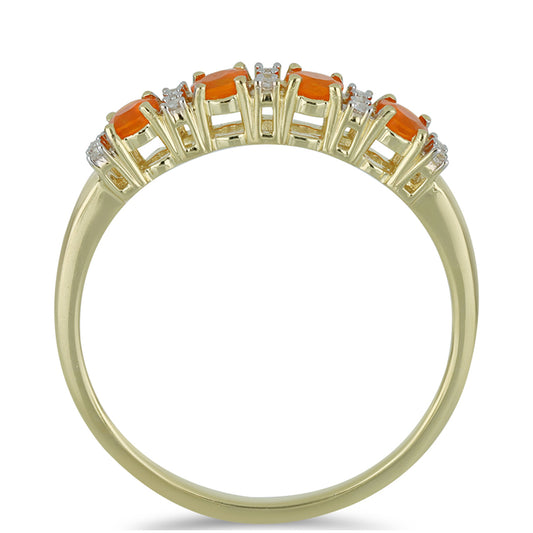 Kullattu hopeaSormus Lega Dembi Tuliopaalilla ja Valkoisella Topaasilla