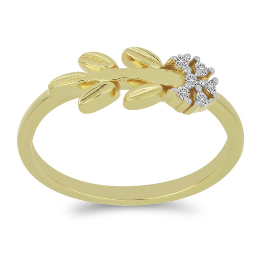 Kullattu hopeaSormus Valkoisella Timantilla