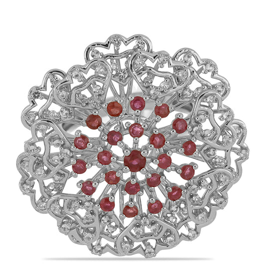 HopeaSormus Malagassin Rubiinilla ja Valkoisella Topaasilla