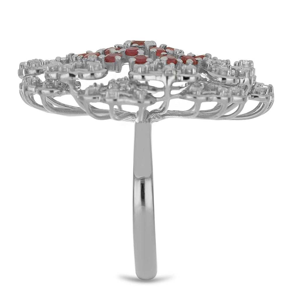 HopeaSormus Malagassin Rubiinilla ja Valkoisella Topaasilla