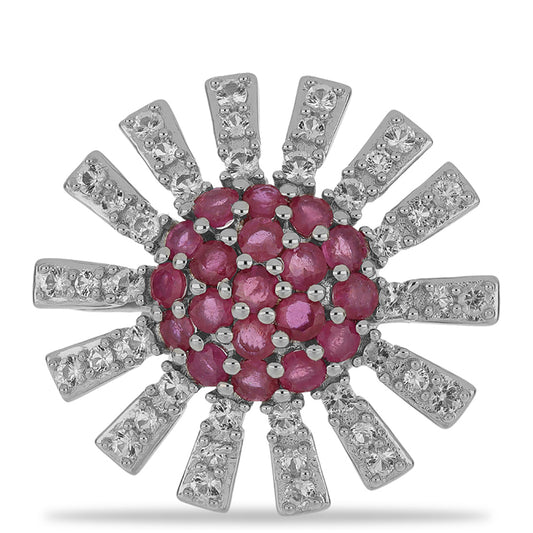 HopeaSormus Malagassin Rubiinilla ja Valkoisella Topaasilla