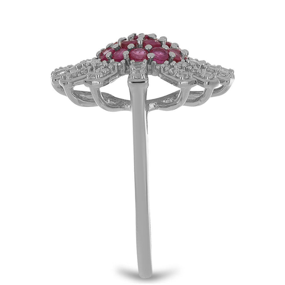 HopeaSormus Malagassin Rubiinilla ja Valkoisella Topaasilla