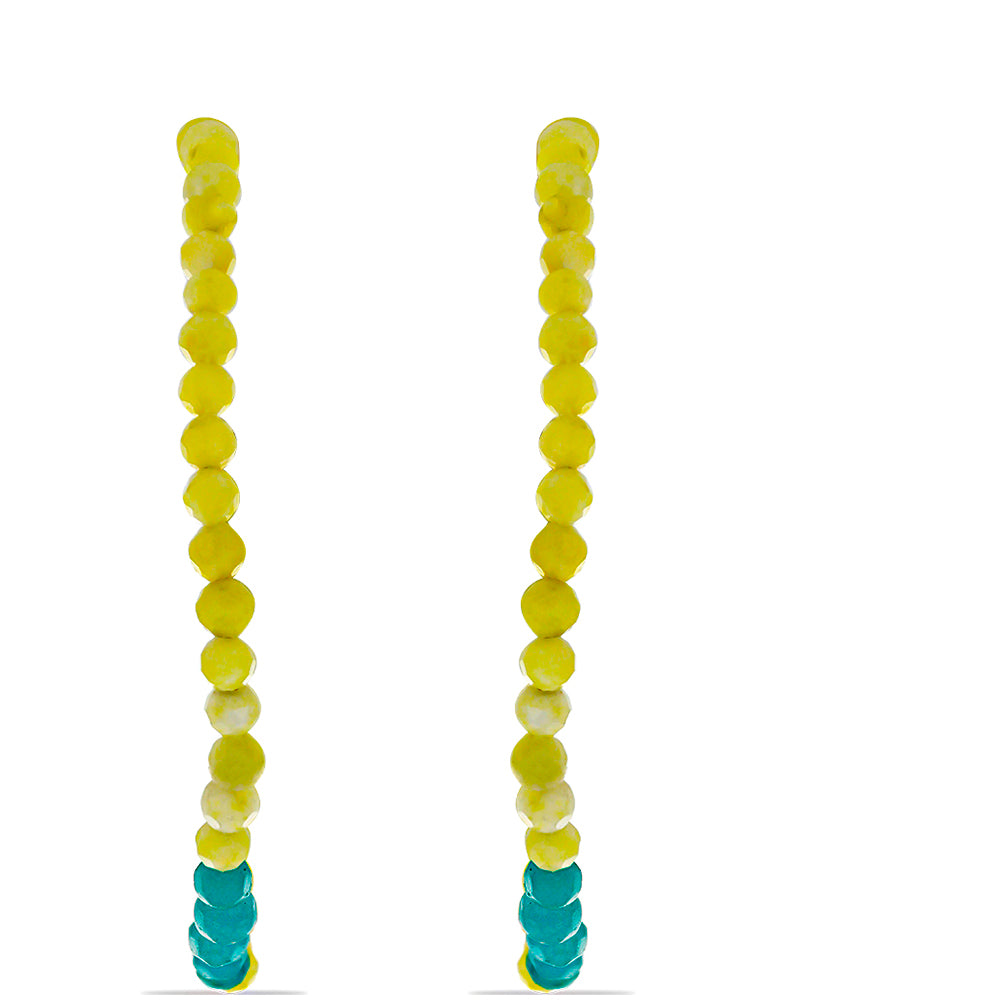 Kullatut hopeat Korvakorut Keltaisella Serpentiinillä ja Etiopialaisella Paraiba-Sinisellä Opaalilla