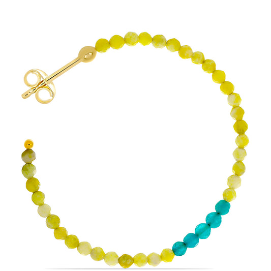 Kullatut hopeat Korvakorut Keltaisella SerpentiinillÀ ja Etiopialaisella Paraiba-SinisellÀ Opaalilla