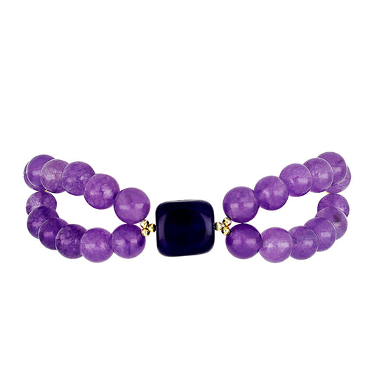 Kullattu hopeaRannekoru Violetilla Akaatilla