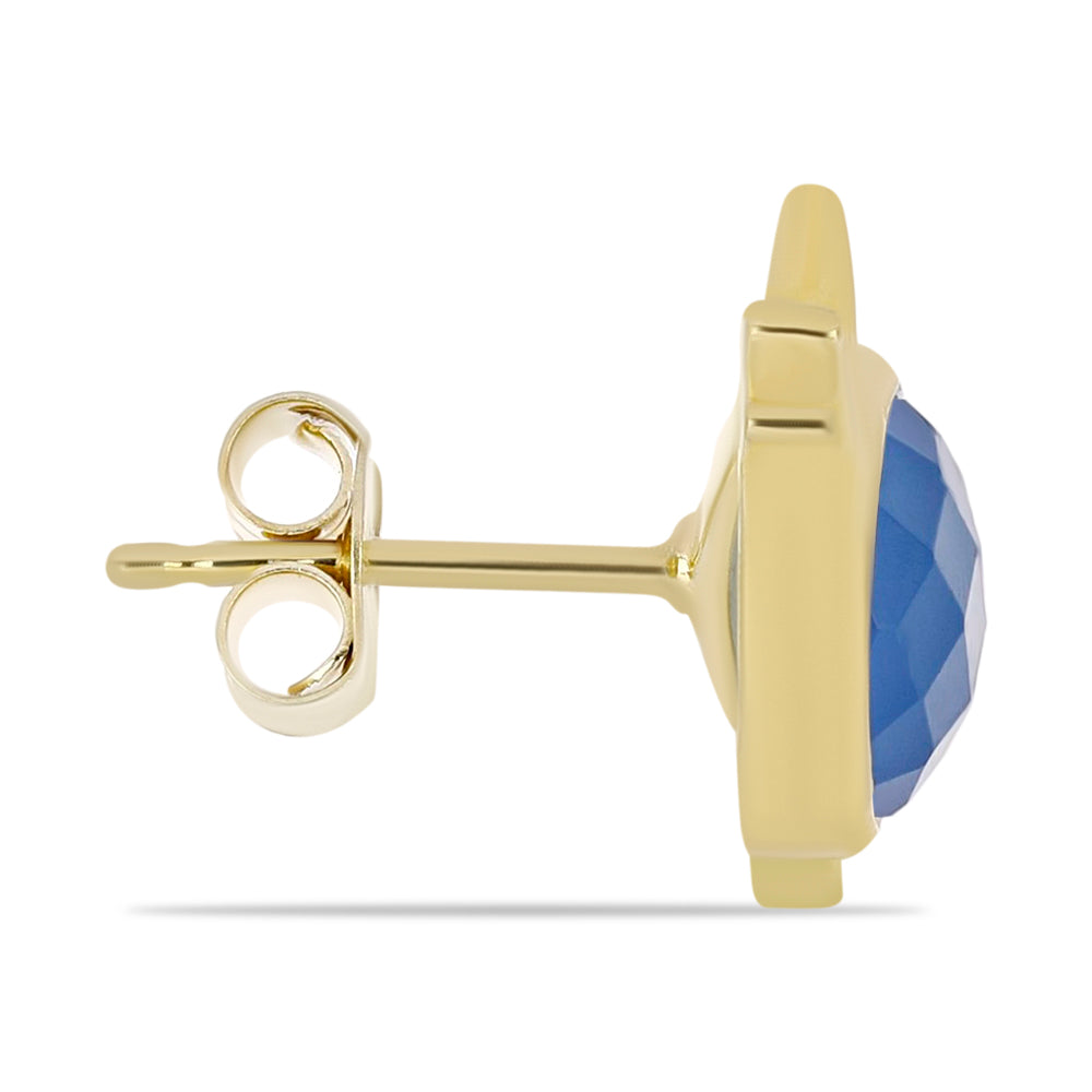 Kullatut hopeat Korvakorut Sinisellä Kalsedonilla