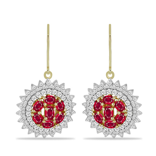 Kullatut hopeat Korvakorut Malagassin Rubiinilla ja Valkoisella Topaasilla