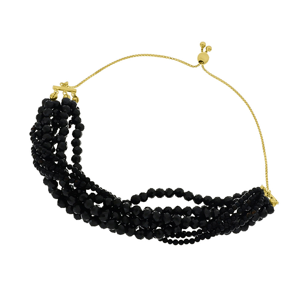 Kullattu hopeaRannekoru Mustalla Spinellillä