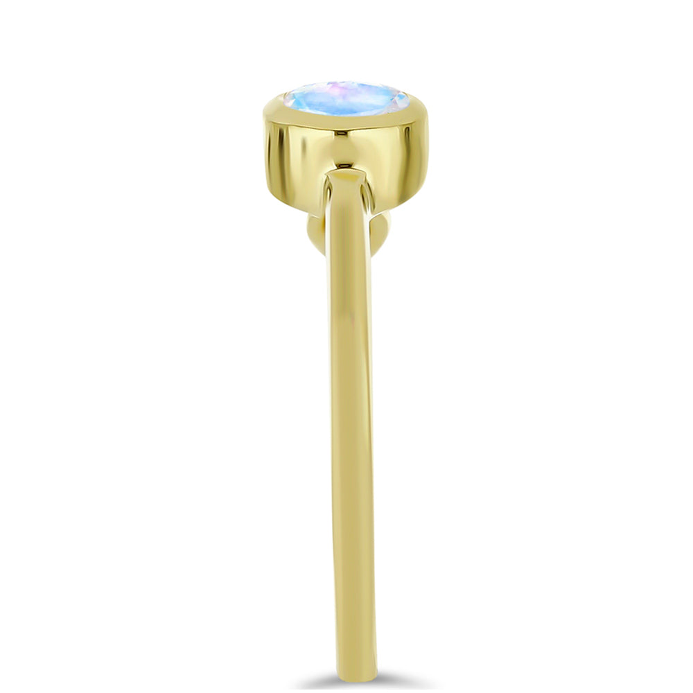 Kullattu hopeaSormus Sateenkaarikuukivellä ja Valkoisella Topaasilla