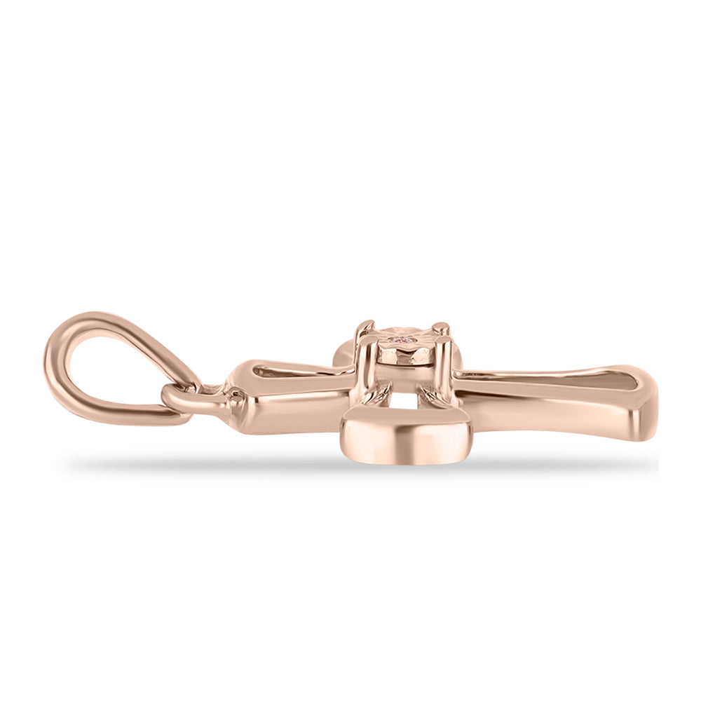 Kullattu hopeaRiipus Vaaleanpunaisella Tanssivalla Timantilla