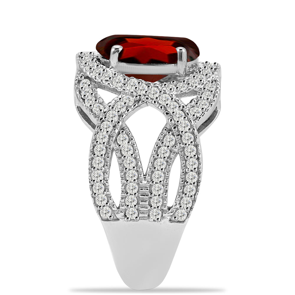 HopeaSormus Barton Granaatilla ja Valkoisella Topaasilla