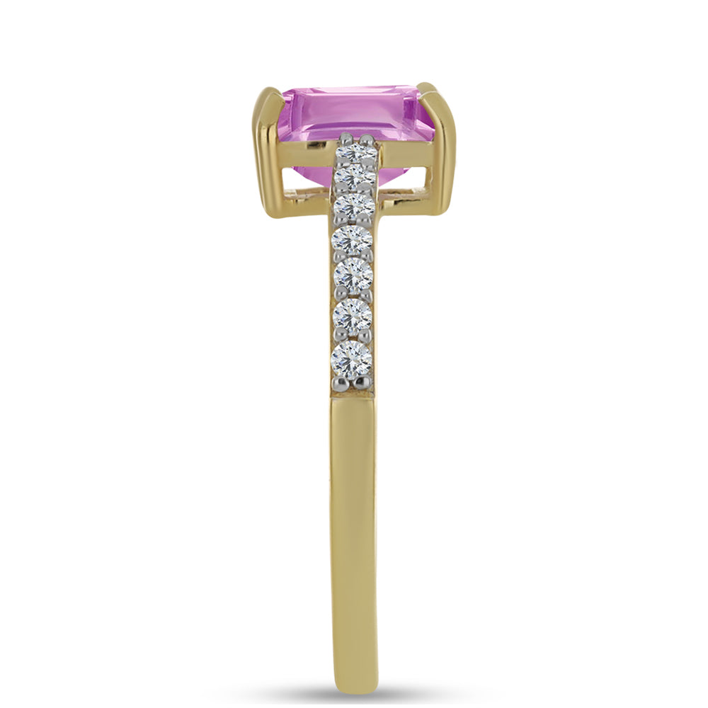 Kullattu hopeaSormus Pink Fluorite ja Valkoisella Topaasilla