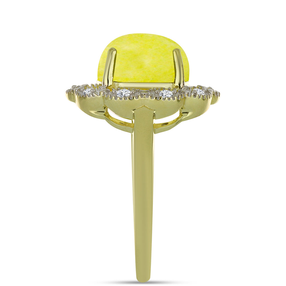 Kullattu hopeaSormus Keltaisella Serpentiinillä ja Valkoisella Topaasilla