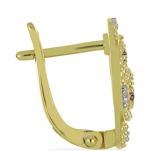 Kullatut hopeat Korvakorut Shamppanjan Värisellä Timantilla ja Valkoisella Timantilla