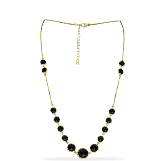 Kullattu hopeaKaulakoru Mustalla Onyksilla