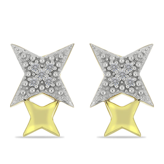 Kullatut hopeat Korvakorut Valkoisella Timantilla