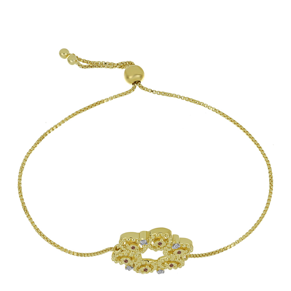 Kullattu hopeaRannekoru Shamppanjan Värisellä Timantilla ja Valkoisella Timantilla