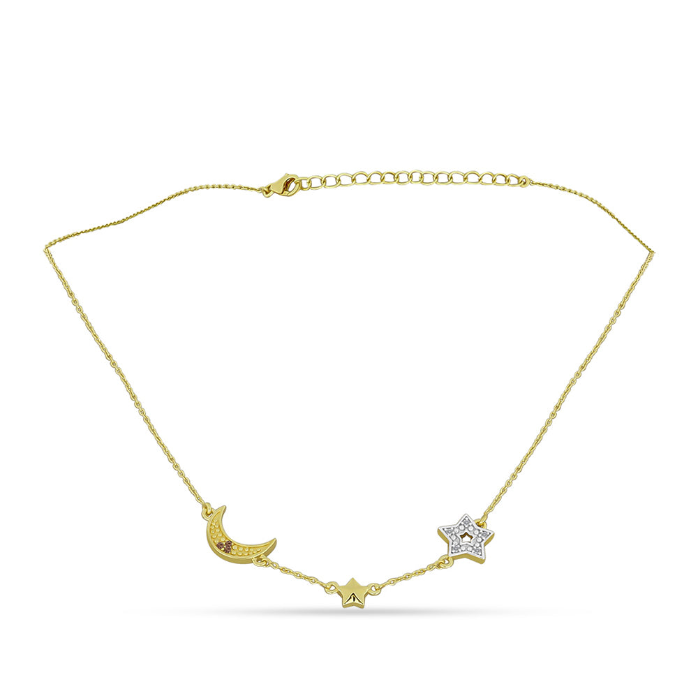 Kullattu hopeaKaulakoru Shamppanjan Värisellä Timantilla ja Valkoisella Timantilla