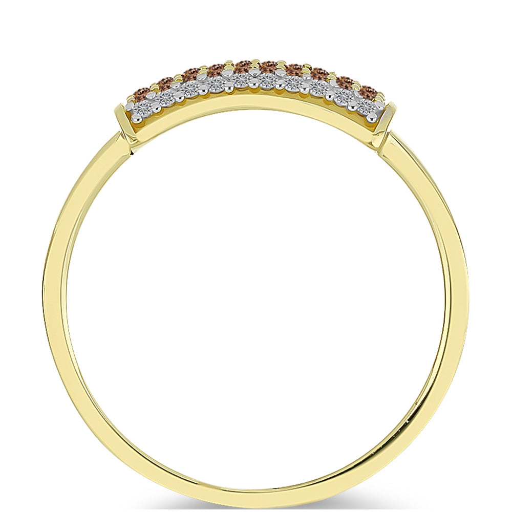 Kullattu hopeaSormus Shamppanjan Värisellä Timantilla ja Valkoisella Timantilla 2