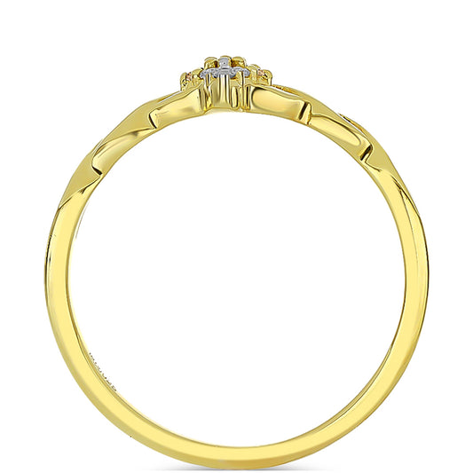 Kullattu hopeaSormus Shamppanjan Värisellä Timantilla ja Valkoisella Timantilla