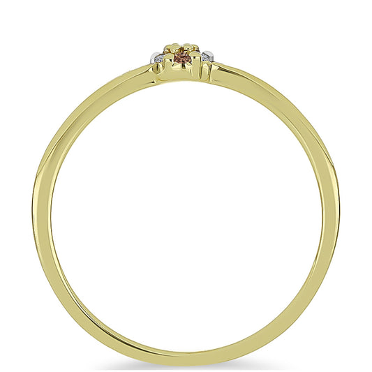 Kullattu hopeaSormus Shamppanjan VÀrisellÀ Timantilla ja Valkoisella Timantilla