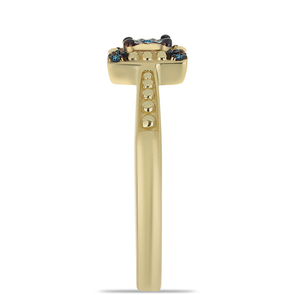 Kullattu hopeaSormus Sinisellä Timantilla