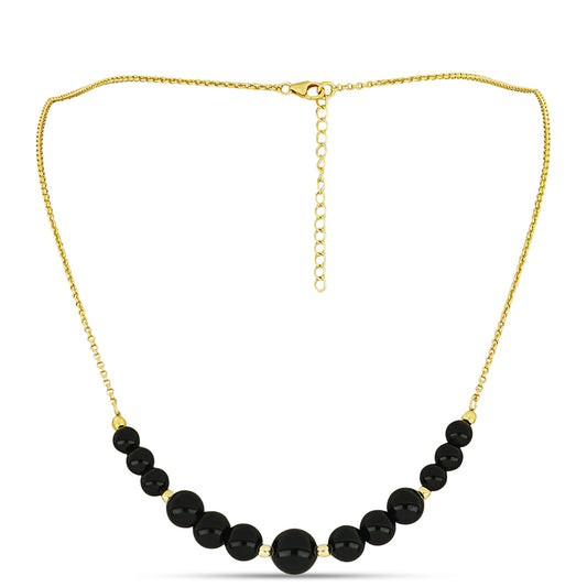 Kullattu hopeaKaulakoru Suwarin Mustalla Onyksilla