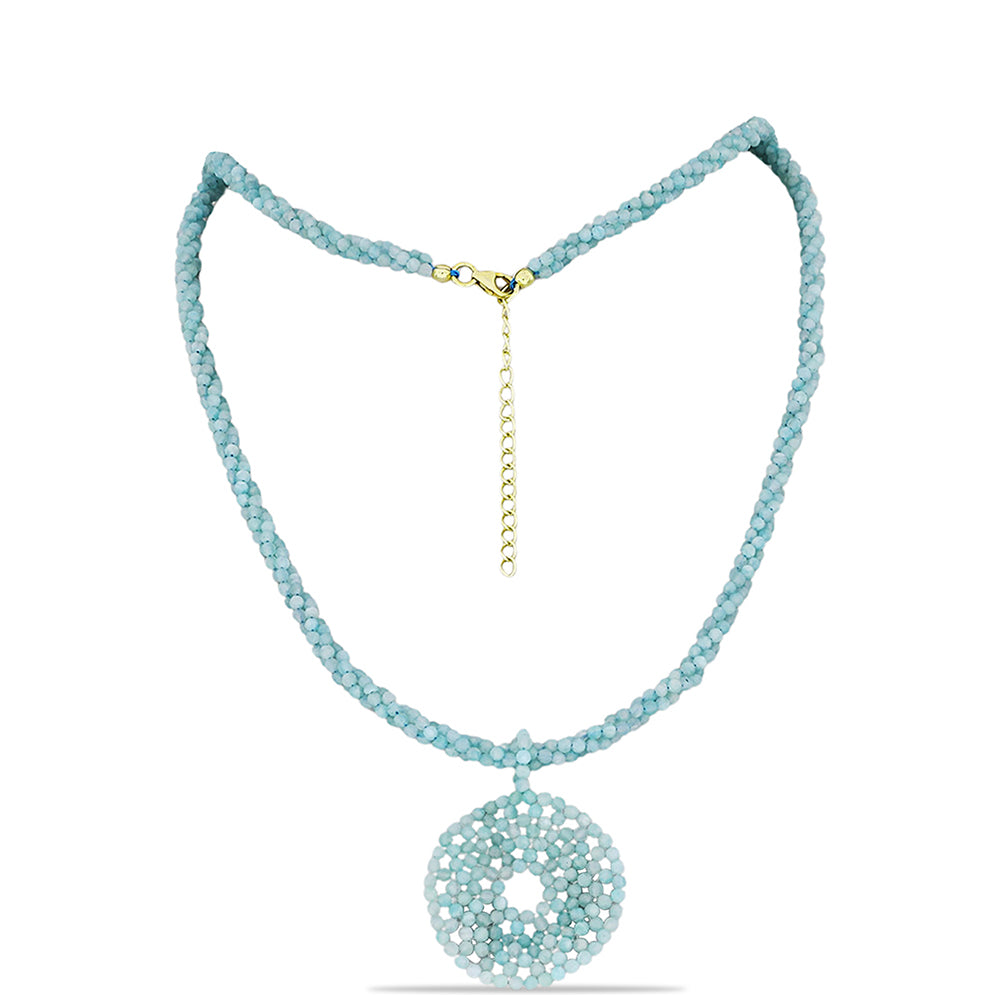 Kullattu hopeaKaulakoru Amatsoniitillä